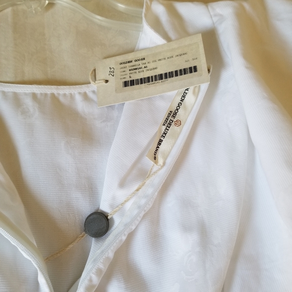 Golden Goose Isabella White Floral Print Jacquard Ruffled Top Size L Lar… - Picture 4 of 14